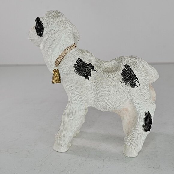 Stone Critters Goat Figurine Eating Can Bell 1985 Vintage Farm Black White - Picture 5 of 9